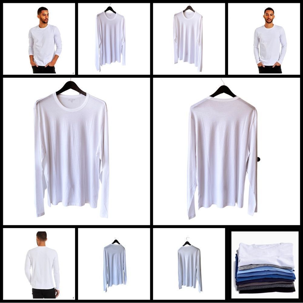 Mott & Bow Men’s ’Driggs’ Long-Sleeve Crewneck T-Shirt. Classic White. XL. New - Picture 10 of 10